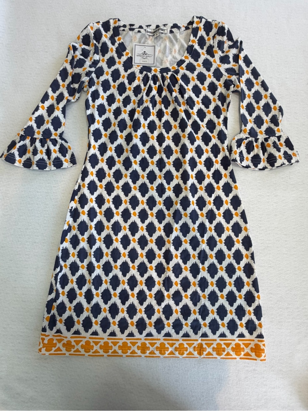 NWT Women’s Navy & Yellow Patterned Casual Dress by Barbara Gerwit